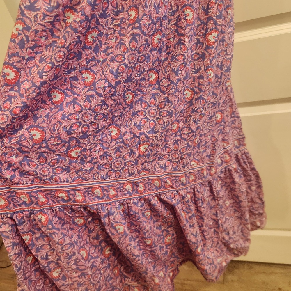 Vineyard Vines Purple Floral Block Print Tiered Maxi Dress Open Back Boho - Picture 5 of 12